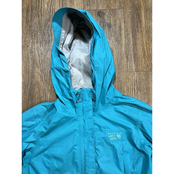 Mountain Hardwear Women's Rain Jacket Large Blue Dry Q Full Zip Hooded - Picture 2 of 13